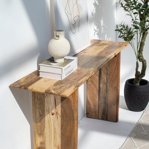 Console Vandana Sierra en bois de mangue avec pieds en bois, design moderne en bois massif - Product Image 5