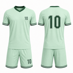 Ensemble de maillots de football unisexe personnalisables vert clair 10 respirant 100 % polyester pour adulte, impression par sublimation sans couture - Product Image 3