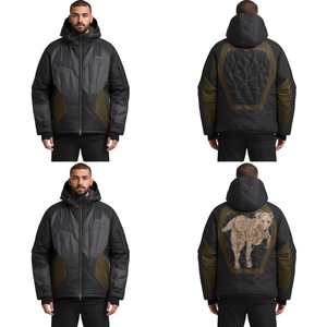 Luxury Men's Long Oversized Hooded Waterproof Windproof Puffer Jacket Asymmetrical Quilted Construction Premium Winter Fashion - Product Image 4