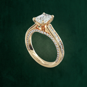 แหวนทองคำแท้ 18K ทรง Emerald Cut ประดับเพชรรอบวง - รับผลิตตามสั่ง (OEM) ของขวัญวันครบรอบสำหรับธุรกิจ (B2B)  ทองเหลืองหรือทองขาว - Product Image 2