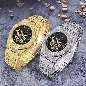 Golden Frost Stylish iced out Moissanite Diamond Quartz Watch for Men with Smooth Steel Case Design - Product Image 4