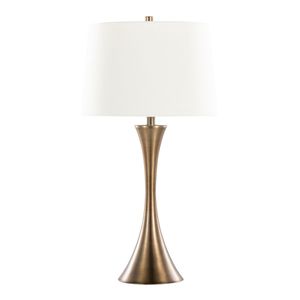 Lenuxe Juego de 2 Lámparas de Mesa Contemporáneas de Metal Grandview Gallery, Base de Bronce Dorado Mate con Pantalla de Lino Blanco, Juego de 2 Piezas - Product Image 2