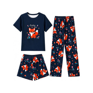 Conjunto de Pijama con Estampado de Ovejas, Camiseta, Pantalones Cortos, Transpirable, de Algodón, Cuello Redondo, Manga Corta, Ropa de Verano y Otoño, 3 Piezas, Unisex - Product Image 4