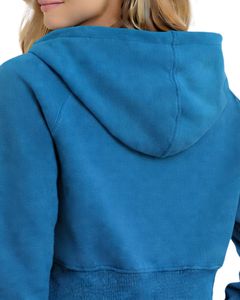 Sweat-shirt à capuche zippé court pour femme, bleu, à manches longues, style streetwear décontracté, veste de fitness, haut de mode hivernal, usage quotidien - Product Image 6