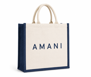 Sac de shopping en toile Amani, taille moyenne, imprimé lettres, usage quotidien, sac fourre-tout à porter à la main - Product Image 1