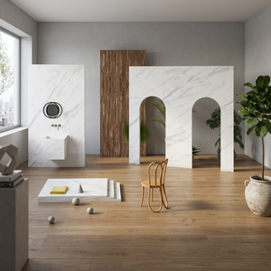 Losas de Cerámica Brillante de Tamaño Jumbo 1200x2400mm, Diseño Damascata Marrón, Losas de Piedra Sinterizada con Efecto de Libro, para Baños de Lujo, Exteriores y Pasillos - Product Image 4