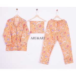 ชุดนอนผ้าฝ้ายแท้สำหรับผู้หญิง ลายพิมพ์ออร์แกนิค ชุดนอนหรูหรา คุณภาพสูง ชุดนอนสั่งทำพิเศษสำหรับผู้หญิง - Product Image 1