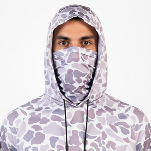 <b>Men's</b> Purple Camouflage Hooded Long Sleeve Pullover Fishing Shirt with <b>Face</b> <b>Mask</b> Anti-UV - Product Image 4