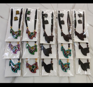 AMULYAM OVERSEAS Handmade Indian Bohemian Terracotta Flower Shape Women's Jewelry <b>Set</b> Colorful Design Necklace Strand | Ethnic - Product Image 2