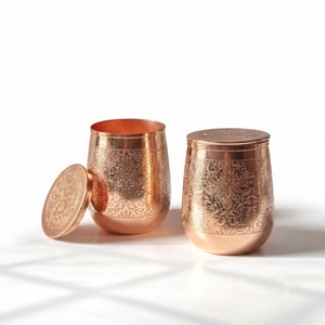 Handcrafted Engraved Copper Storage <b>Jar</b> with Lid Airtight Kitchen Canister Tea Coffee Sugar <b>Cookie</b> Container Wholesale OEM - Product Image 1