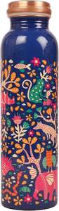 Bouteille d'eau en cuivre imprimée bleue, motif animalier forestier et floral, bouteille ayurvédique réutilisable, cadeau de voyage - Product Image 5