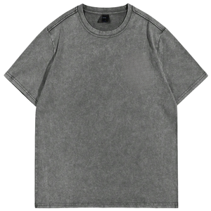 T-shirt graphique en jersey 100 % coton lavé, manches courtes, col rond, style vintage, imprimé au dos, streetwear, vente en gros, imprimé en vrac - Product Image 1