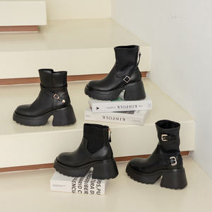 Bottines noires pour femmes Ann'S, 8,5 cm, fermeture à lacets, dessus en cuir véritable, doublure de talon rembourrée - Product Image 2