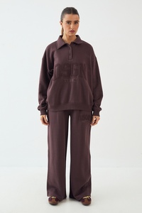 Pantalones de chándal anchos de chocolate para mujer, de corte holgado, cintura alta, pierna recta, cómodos y a la moda - Product Image 5