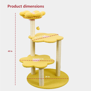 ที่ลับเล็บแมวสีเหลืองทำจากใยไซซอล ต้นไม้แมวหลายระดับ เฟอร์นิเจอร์สัตว์เลี้ยงในบ้าน คอนโดแมว ถอดประกอบได้ ทนทาน ประกอบง่าย บรรจุในกล่อง - Product Image 6