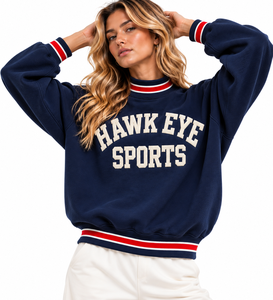 OEM Custom <b>Women</b>’s <b>Christmas</b> Oversized Mock Neck <b>Sweatshirt</b> Plaid Sleeves Patchwork Letter Applique Embroidery - Product Image 4
