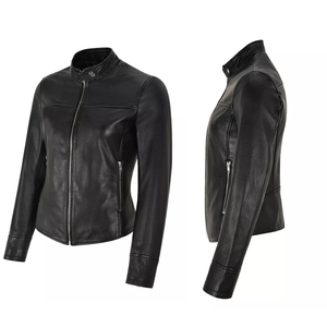 High Quality Women's Winter Knitted <b>Quilted</b> Leather <b>Jacket</b> Long Sleeves Solid <b>Pattern</b> Outdoor Waterproof Breathable Windproof - Product Image 5