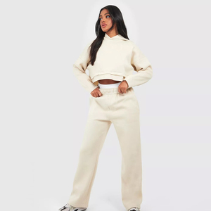 Survêtement femme à séchage rapide 100% coton, couleur unie, respirant, avec logo personnalisé - Product Image 1