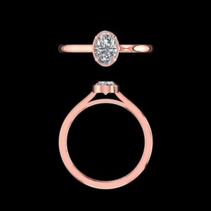 Oval Cut Lab Grown Diamond Bezel <b>Set</b> Solitaire 1.00 Carat 18k Rose <b>Gold</b> IGI Certified Minimalist Engagement <b>Ring</b> Fine Jewelry - Product Image 3