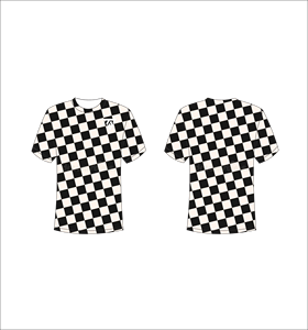 Mens <b>Checkered</b> Pattern T-Shirt Short Sleeve O-Neck Regular Fit Casual Wear Black White Plaid Design Front Logo Printed polyeste - Product Image 1