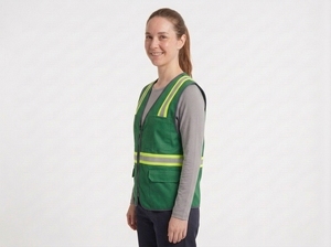 Chaleco de Seguridad Unisex Verde de Alta Visibilidad con Cremallera Reflectante, Ropa de Trabajo Impermeable de Algodón/Poliéster - Product Image 6