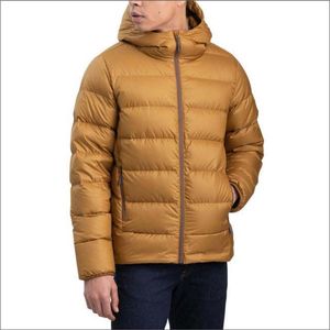 OEM Men's <b>Hooded</b> Puffer Jacket Solid Color Down Filled Windproof Zipper Closure Casual Winter <b>Coat</b> Regular Fit Polyester Shell - Product Image 1