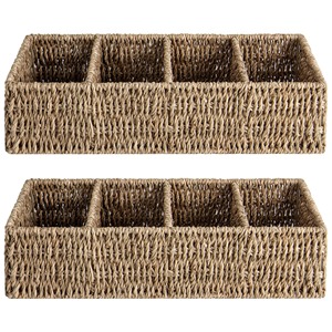 Natural Seagrass <b>Storage</b> <b>Baskets</b> with Dividers for Pantry Shelves Handmade <b>Storage</b> <b>Basket</b> Wholesale ecofriendly Made in Viet Nam - Product Image 1