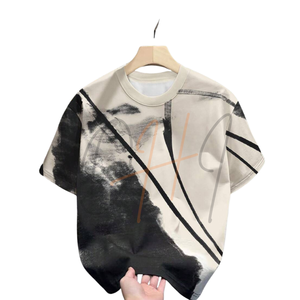 Camiseta Oversize con Logo Frontal para Hombre |   Camiseta de Moda Urbana de Manga Corta de Algodón Ecológico |   Ropa Casual de Verano Personalizada - Product Image 1