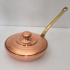 Pure Copper Frying Pan with Lid Handmade Copper Skillet Brass Handle Cooking Pan Premium Cookware OEM ODM Manufacturer - Product Image 2