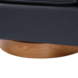 Maisy Midnight Blue Faux Leather <b>Barrel</b> Swivel <b>Chair</b> with Wood Base for Living Room - Product Image 5