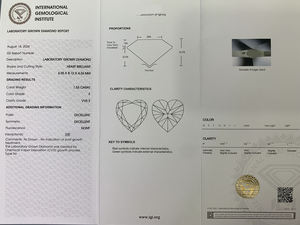 Diamants blancs cultivés en laboratoire en forme de cœur certifiés IGI 1,53 ct/1,02 ct, pureté VVS, diamants en vrac pour bijoux, diamant de laboratoire CVD - Product Image 3