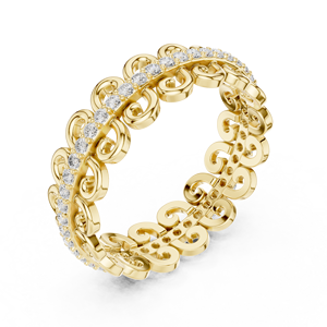Anillo de Eternidad con Patrón de Espiral en Oro Amarillo de Lujo para Mujer, Elegante Anillo de Moda - Product Image 4