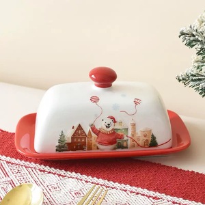 จานเซรามิกสำหรับใส่เนยสำหรับคริสต์มาส ลายหมีขั้วโลกนูนแบบคริสต์มาส - Product Image 3