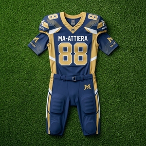 Ensemble de maillot et pantalon de football américain personnalisé bleu marine et or, uniforme d'équipe rembourré, fabricant de vêtements de sport en gros - Product Image 6