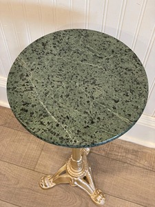 Mesa Auxiliar de Latón Tradicional Personalizable al por Mayor con Tapa de Mármol Verde, Muebles Decorativos para Sala de Estar - Product Image 3
