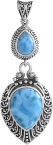 2026 Newly Arrival Wholesale India Manufacture Solid 925 Sterling <b>Silver</b> Teardrop Larimar Natural Gemstone Fine Pendant Necklace - Product Image 4
