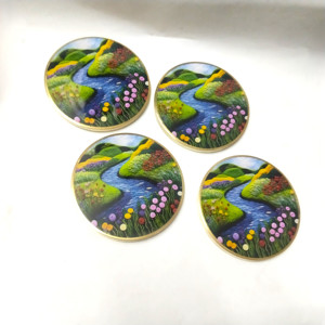 Wholesale Brass Rim Drink Coaster Set Premium MDF <b>Table</b> <b>Protector</b> Custom Floral Artwork Durable Eco-Friendly Handmade for Hotels - Product Image 6