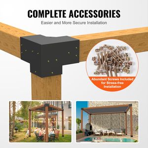 Kit Staffa Angolare a 3 Vie Rinforzata per Pergola Gazebo Padiglione, Base per Palo Fai-da-te, Facile Installazione, 4 pz 6FT X 6FT (Dimensione Interna) - Product Image 5