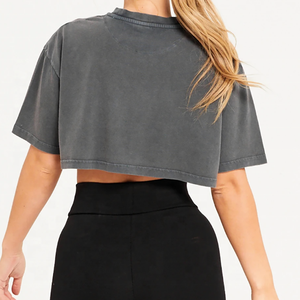 Women's Oversized Cropped Workout <b>Tank</b> <b>Top</b> <b>Loose</b> Fit Short Sleeve Breathable 100% Cotton Athletic Yoga Gym Casual Gray - Product Image 6