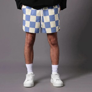 Nouvelle Arrivée Short de Bain Tendance pour Homme à Carreaux Taille Mi-Haute avec Poche et Cordon de Serrage Style Décontracté Motif Bleu Beige Séchage Rapide - Product Image 1