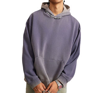 Men Garment Dyed Faded <b>Hoodie</b> Vintage Washed Heavyweight Hooded Sweatshirt for Casual Streetwear Everyday Comfort - Product Image 1