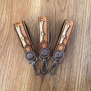 Nouveau haute qualité usiné à la main en cuir véritable Mini clé Clip Western peau de vache multifonctionnel bracelet porte-clés accessoires pour femmes - Product Image 3