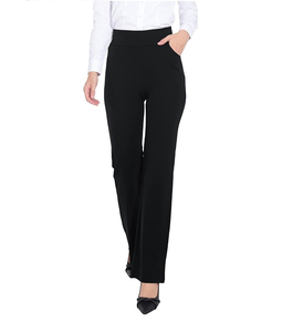 Pantalones de Mujer de Cintura Alta, Corte Holgado, Estilo Lápiz, Color Sólido, Crepé, Casuales, Invierno, Largura hasta la Rodilla, Cintura Elástica, Antiarrugas - Product Image 6