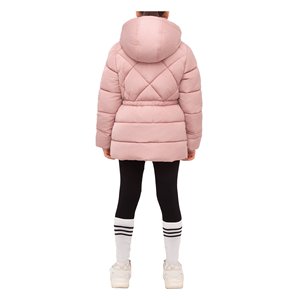 Pink Hooded Puffer Jacket Women's <b>Winter</b> <b>Coat</b> Windproof Casual <b>Thick</b> Polyester Wadding Regular Length Zipper Closure - Product Image 1