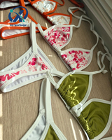 Bikini Segitiga Warna-Warni Chic Dengan Logo Label Pribadi Baju Renang Pakaian Renang Grosir