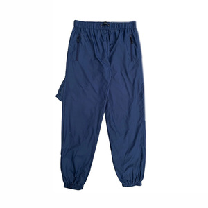 Pantalon cargo jogger pour homme, bleu marine uni, taille élastique, poches zippées, longueur intégrale, bas de survêtement décontracté, design 2 en 1, écologique - Product Image 5