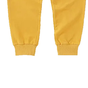 Conjunto Deportivo de Algodón Amarillo para Niñas, Cuello Redondo, Manga Larga, Pantalones Deportivos de Color Sólido, Ropa Casual de Otoño con Bolsillos Laterales y Cordón Ajustable - Product Image 3
