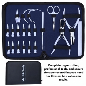 Kit d'outils professionnels pour l'application d'extensions de cheveux avec pinces à micro-anneaux, outil de retrait de perles, outil à crochet, pinces de sectionnement et aiguille - Product Image 3