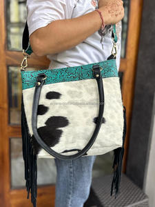 Bolso de mano con flecos de piel sintética para mujer, bolso de mano con estampado de Color en relieve, Vintage, para axilas - Product Image 5