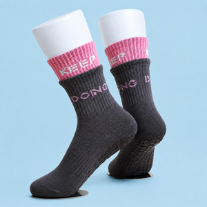 Wholesale Women Double Layer Non Slip <b>Grip</b> <b>Socks</b> <b>Custom</b> Logo Cotton Crew <b>Socks</b> For Pilates Yoga Fitness - Product Image 1
